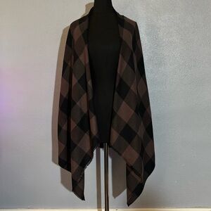 Knox Rose Plum and Black Checkered Sleeves Tunic/Cardigan Womens Size XL